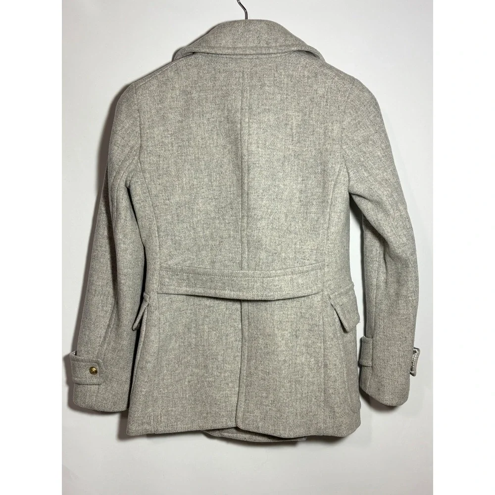 J Crew Stadium Cloth Peacoat Double Breasted Gold Buttons Grey Women 00‎ - Picture 6 of 12